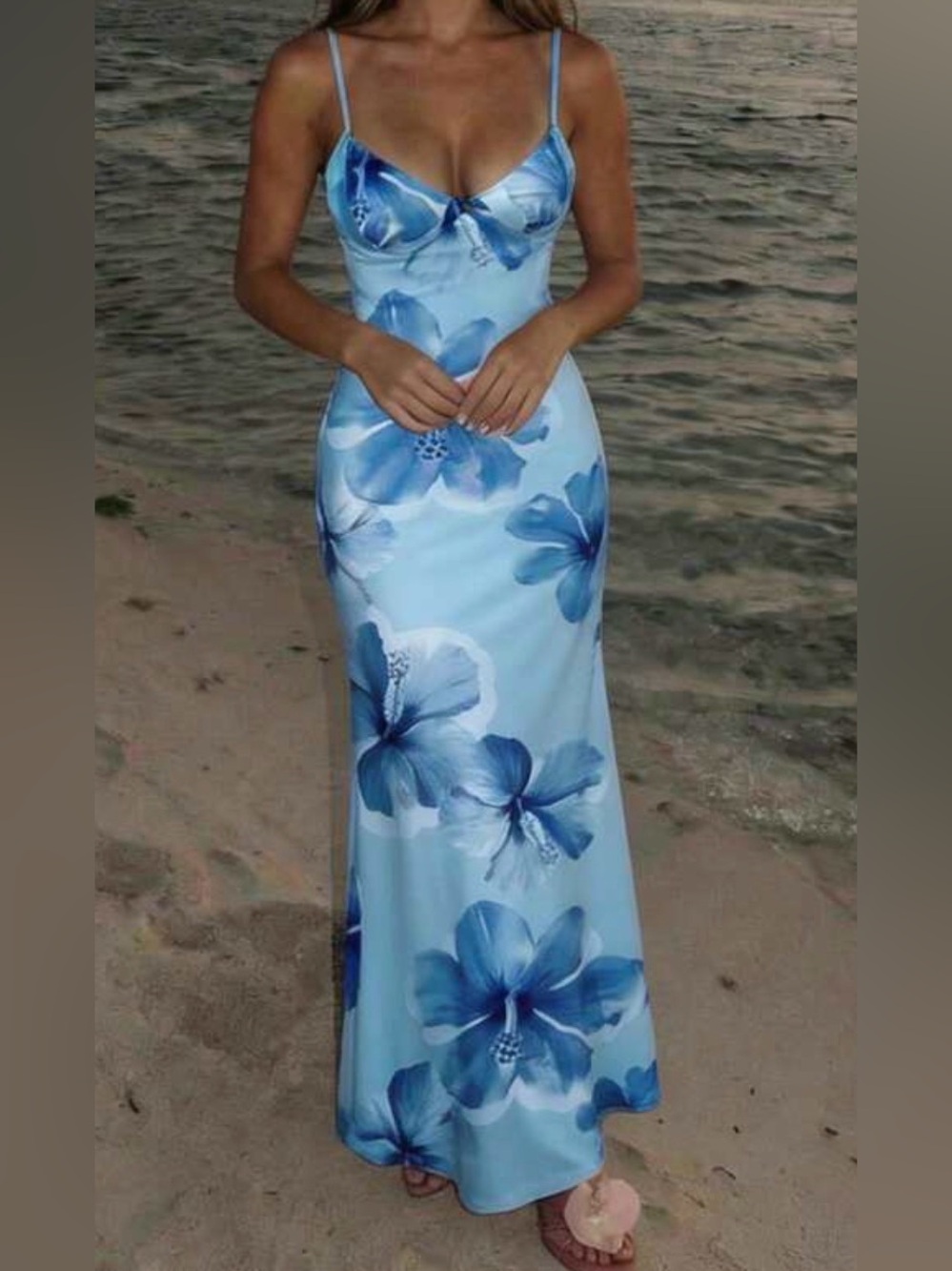 Blue Floral Maxi Dress - Elegant Summer Slip Dress